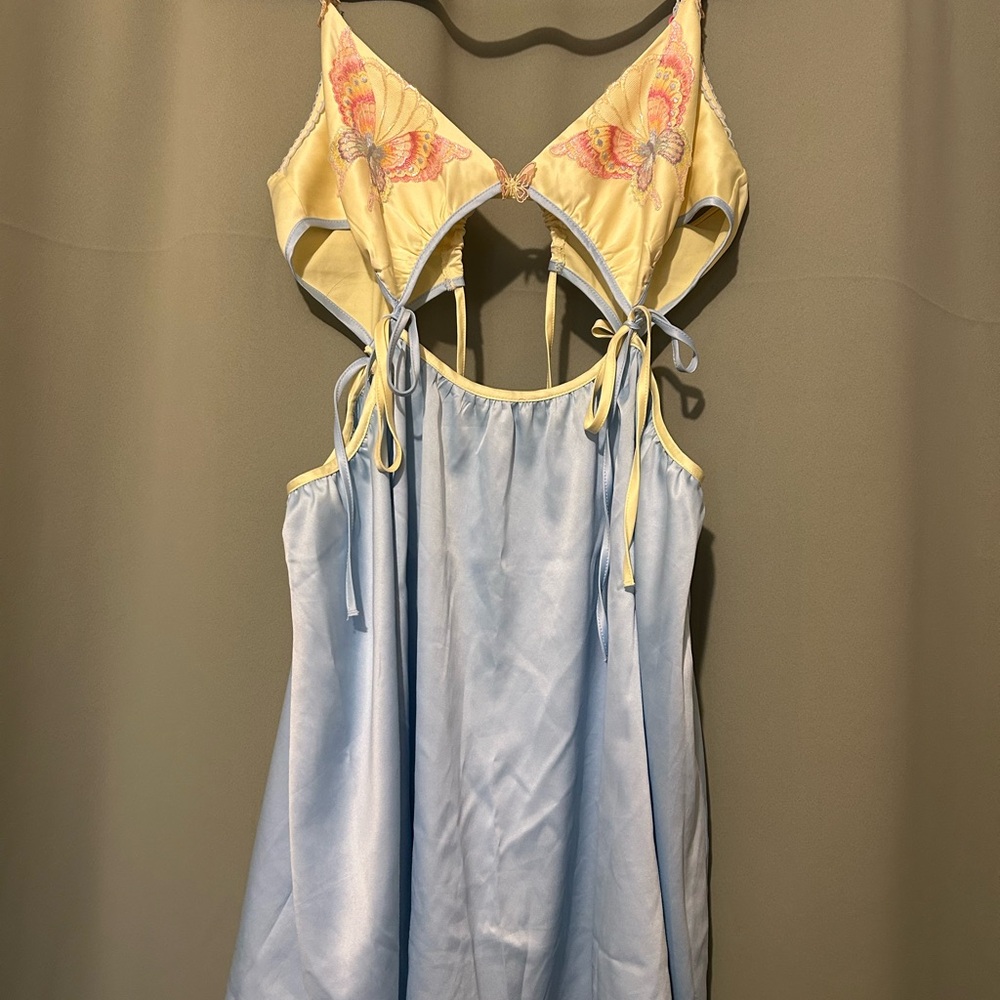 For Love And Lemons Yellow and Blue Butterfly Chemise